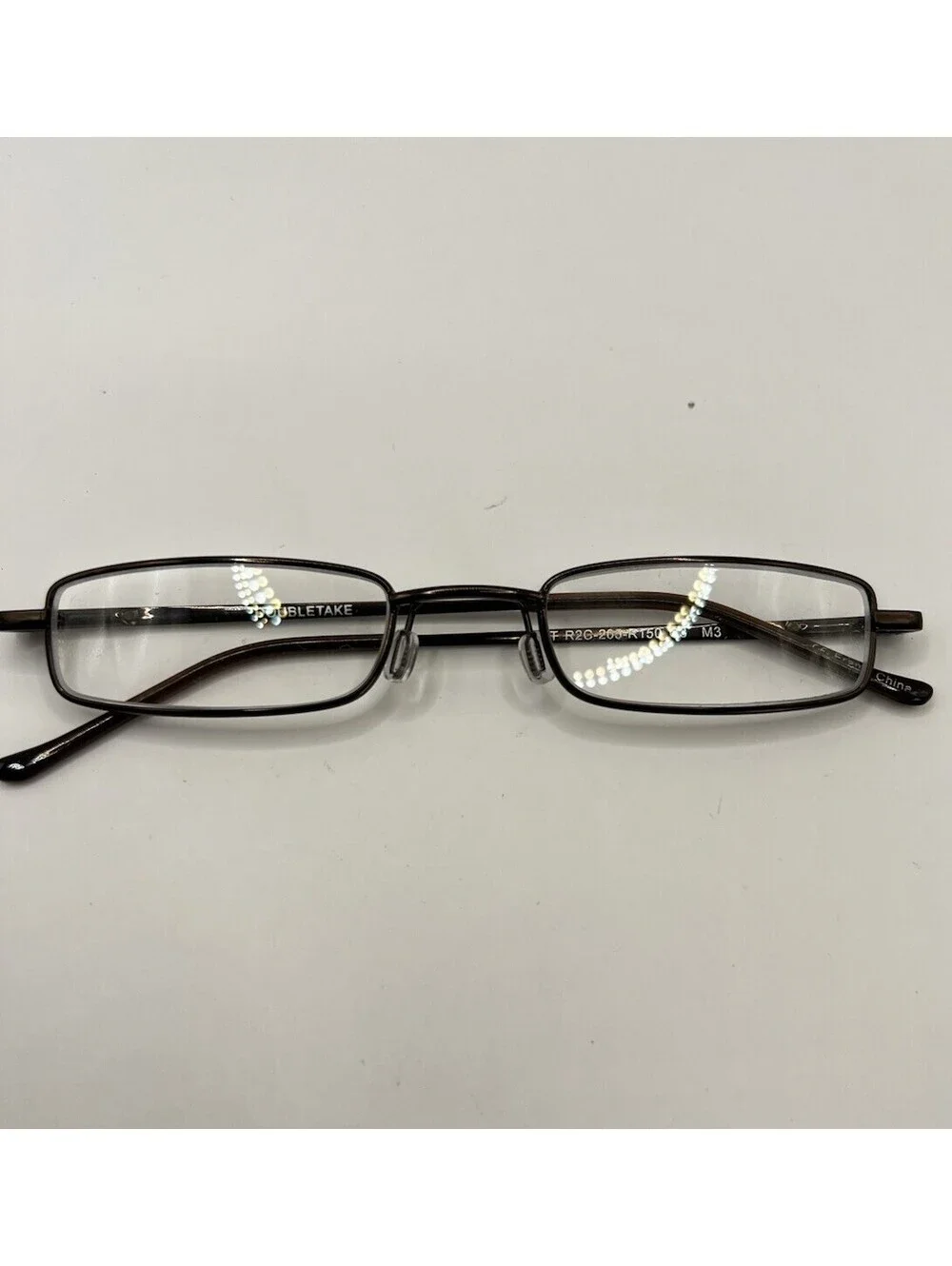 Doubletake Brown Narrow Metal Rectangle Reading Glasses Y2K Librarian Core
